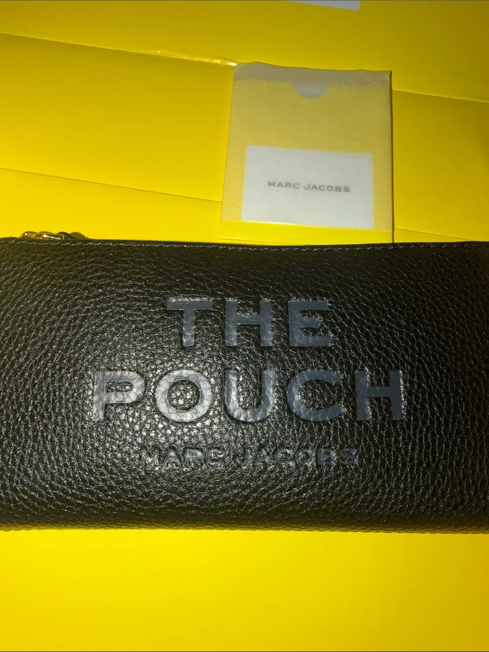 Marc Jacobs Black Embossed 'The Pouch' Leather Wristlet Key & Card Holder